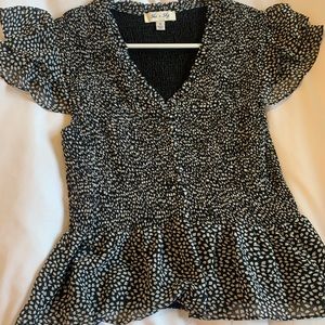 Black & White Ruched Top